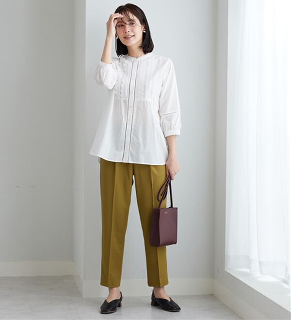 BELLUNA（ベルーナ）の「レース&times;ピンタック使いシャツチュニック（チュニック）」｜詳細画像