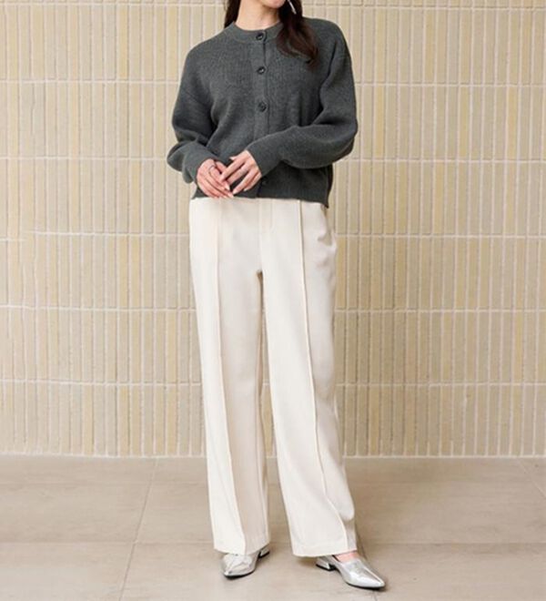 RANAN（ラナン）の「裏起毛美脚シルエットピンタックワイドパンツ（フルレングスパンツ）」｜詳細画像