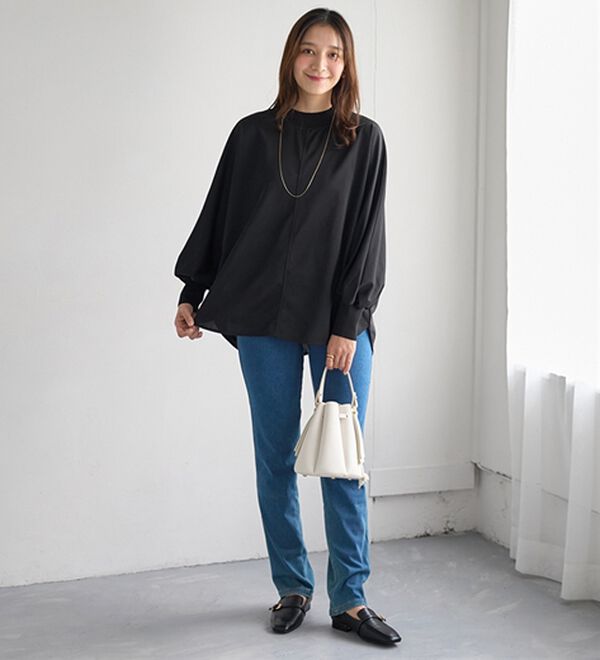 BELLUNA（ベルーナ）の「Ｔシャツ感覚なのにきちんとブラウス見え！カットジョーゼットプルオーバー（ブラウス）」｜詳細画像