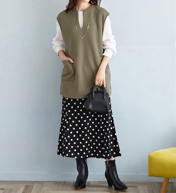 BELLUNA（ベルーナ）の「【2点セット】静電気防止インナー付ベストアンサンブル（アンサンブル）」｜詳細画像