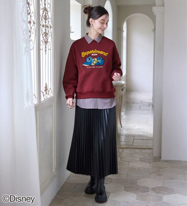 BELLUNA（ベルーナ）の「＜Ｄｉｓｎｅｙ＞【スティッチ】さがら刺しゅう裏起毛ゆったりトレーナー（トレーナー・スウェット）」｜詳細画像