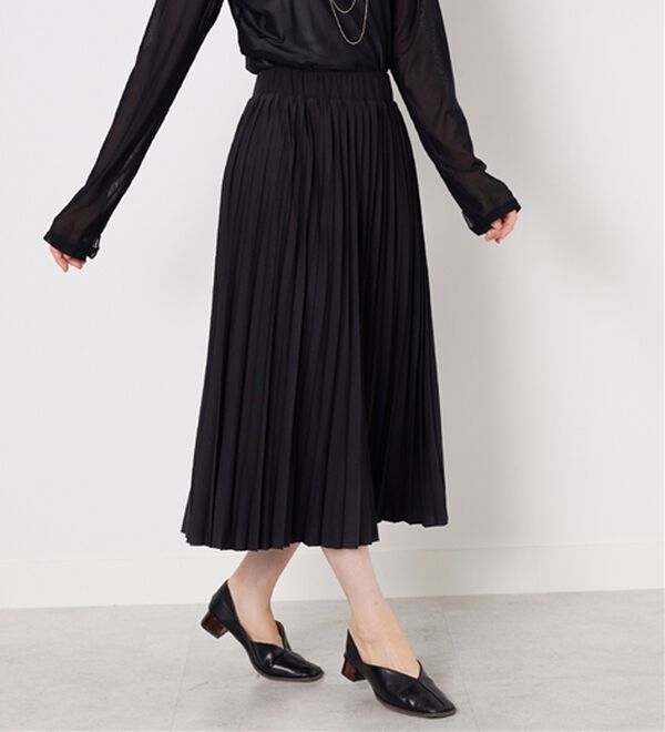 BELLUNA（ベルーナ）の「洗っても形が崩れにくい！プリーツスカート（ロングスカート）」｜黒