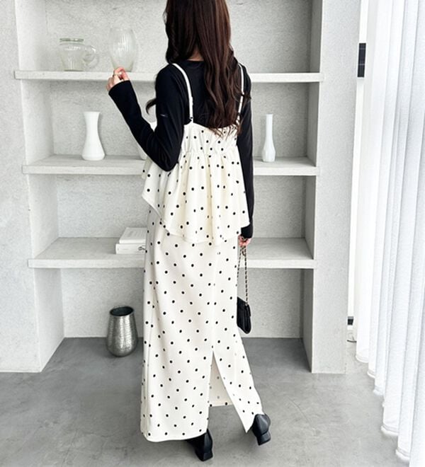 GeeRA（ジーラ）の「楽ちん！ペプラムキャミワンピース（カットソーワンピース）」｜詳細画像