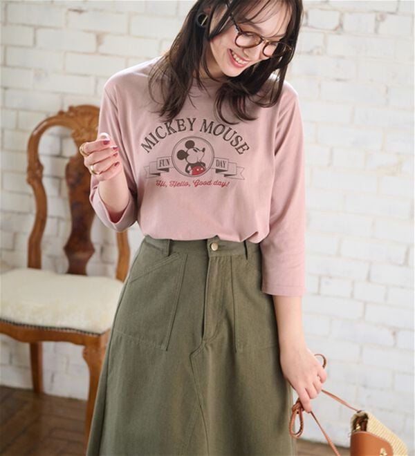 BELLUNA（ベルーナ）の「＜Ｄｉｓｎｅｙ＞【ミッキー】プリント7分袖Tシャツ（Tシャツ）」｜詳細画像