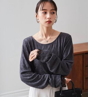 RANAN（ラナン）の「リバーシブルシアーレースＴ（カットソー）」｜グレー／ブラック