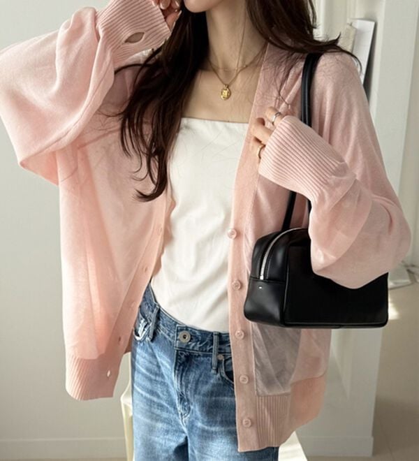 GeeRA（ジーラ）の「接触冷感！Ｖネックカーディガン（ニットカーディガン）」｜詳細画像