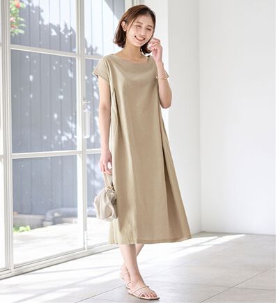 Viola e Viola（ヴィオラ エ ヴィオラ）の「【選べる２丈】綿１００％タック使いワンピース＜Ｓ～４Ｌ＞（チュニックワンピース）」