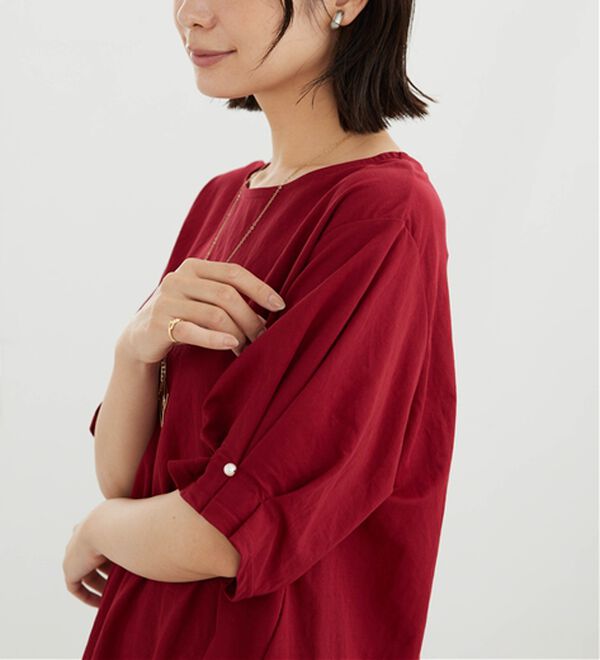 BELLUNA（ベルーナ）の「【接触冷感】涼感素材袖パールデザインプルオーバー（カットソー）」｜詳細画像