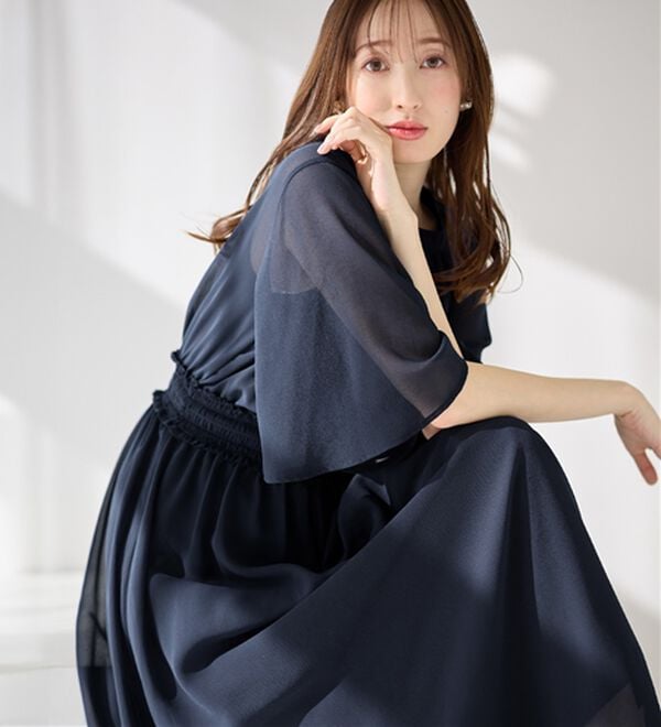 CLANE シャーリングロングワンピース(インナー付) クラネ CLANE SHIRRING LONG ONEPIECE （BLACK） - ファッション通販