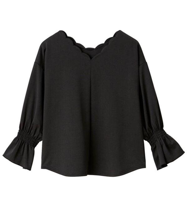 RANAN（ラナン）の「ひんやり！キャンディースリーブスカラップブラウス（カットソー）」｜詳細画像