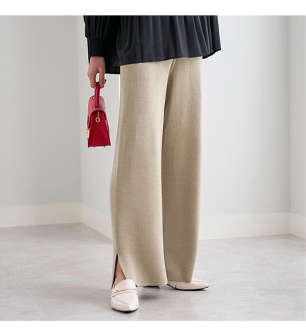 BELLUNA（ベルーナ）の「ニット素材透かし編デザインセットアップ（セットアップ）」｜詳細画像