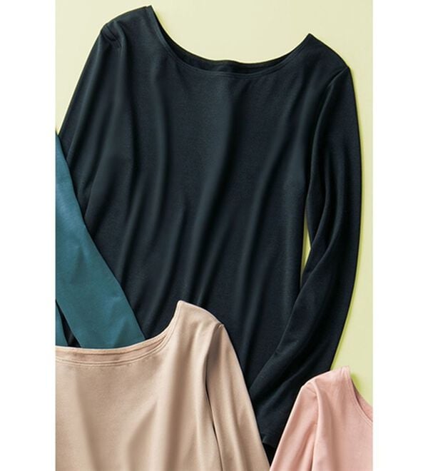 「ニットの不快感にさよならクルーネックインナー（肌着・インナーウェア）」｜ブラック