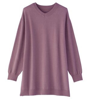 alotta（アロッタ）の「洗える！ゆるニットＶネックチュニック（チュニック）」｜ラベンダーピンク