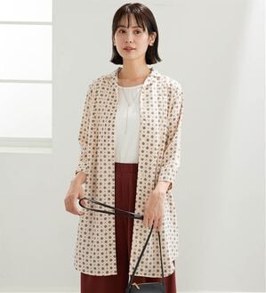 BELLUNA（ベルーナ）の「ジョーゼット素材ピンタック使いワンピース（その他ワンピース）」｜アイボリー小紋柄