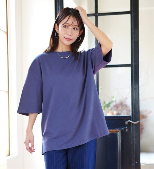 A HAPPY MARILYN（アハッピーマリリン）の「【Ｍ～８Ｌ／選べるシルエット・袖丈】綿混ベーシックＴシャツ（Tシャツ）」｜詳細画像
