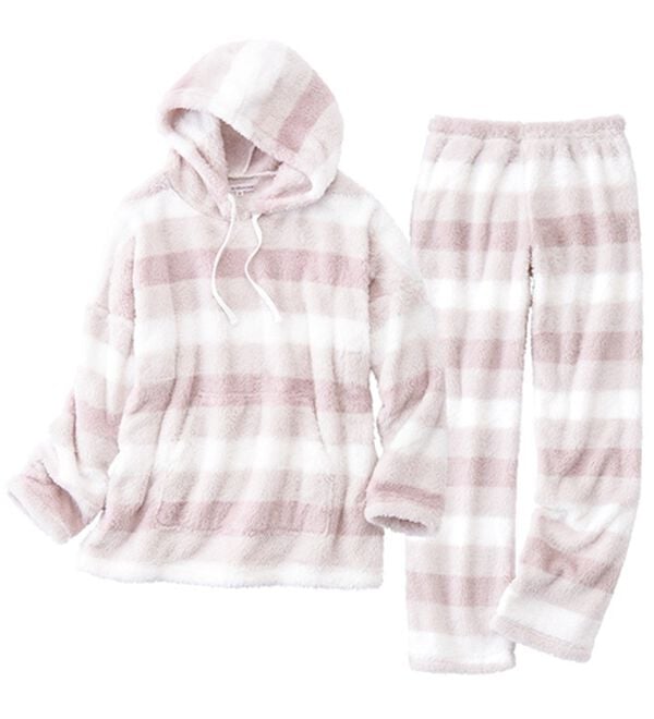 YU'NOW（ユナウ）の「ふんわりモコボアフリースパーカー＆パンツセット（パジャマ・ルームウェア）」｜詳細画像