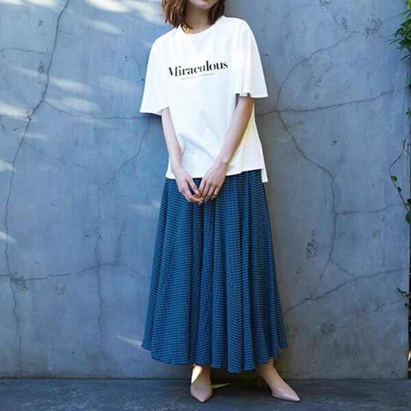 RANAN（ラナン）の「チェック柄切替デザインスカート（ロングスカート）」｜詳細画像