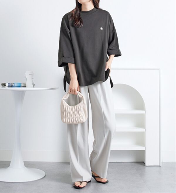 Viola e Viola（ヴィオラ エ ヴィオラ）の「【ビバリーヒルズポロクラブ】ミニ裏毛ロールアップワイドTシャツ（Tシャツ）」｜詳細画像