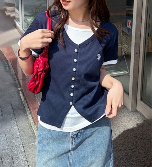 RANAN（ラナン）の「＜U.S.POLO ASSN.＞バイカラーレイヤード風カットソーTシャツ（カットソー）」｜詳細画像