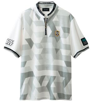 「＜フィッチェ　ゴルフ＞サマーベロアデザインハーフジップ（メンズポロシャツ）」｜ホワイト