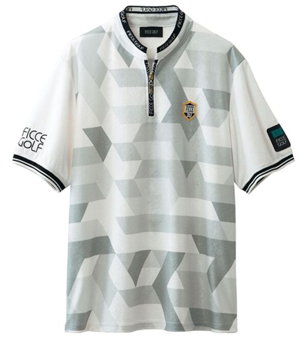 「＜フィッチェ　ゴルフ＞サマーベロアデザインハーフジップ（メンズポロシャツ）」｜ホワイト