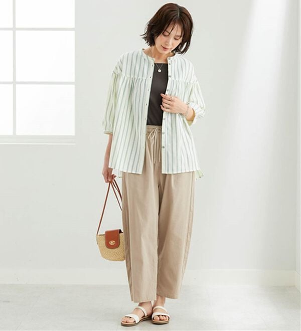 BELLUNA（ベルーナ）の「ダブルガーゼ素材切替デザインブラウス（ブラウス）」｜詳細画像