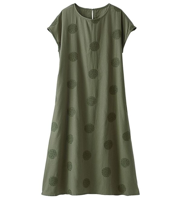 BELLUNA（ベルーナ）の「＜＆ｃｏｃｏｃｈｉ＞ドット刺しゅうゆったりワンピース（シャツワンピース）」｜詳細画像