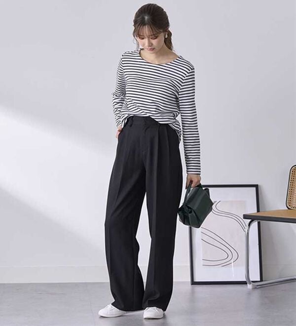 BELLUNA（ベルーナ）の「静電気防止加工！タックデザインワイドパンツ（ワイドパンツ・ガウチョ）」｜詳細画像