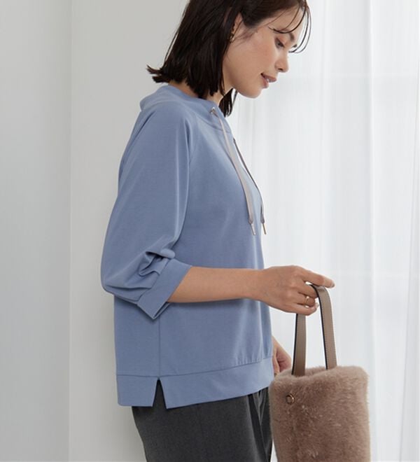 BELLUNA（ベルーナ）の「ヒンヤリ綿混ワイドネックプルオーバー（カットソー）」｜詳細画像