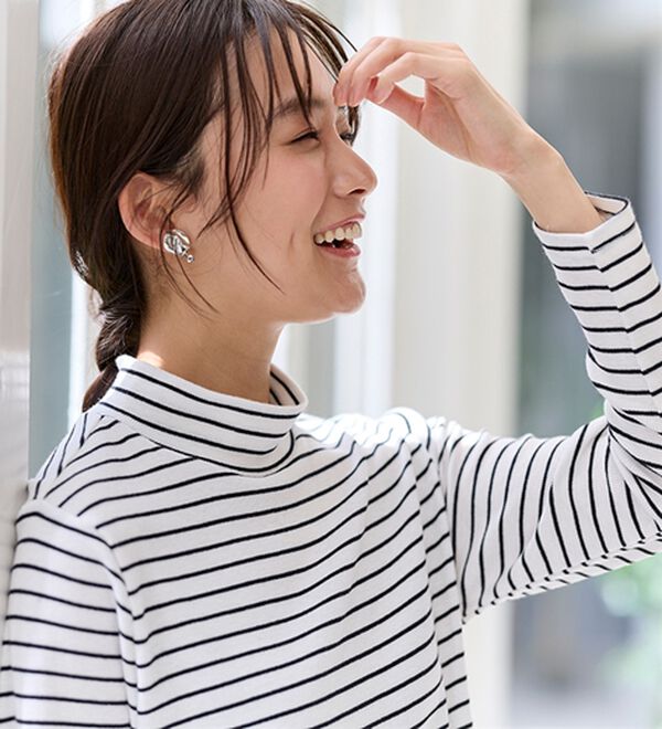 BELLUNA（ベルーナ）の「綿混リブハイネックプルオーバー（カットソー）」｜詳細画像