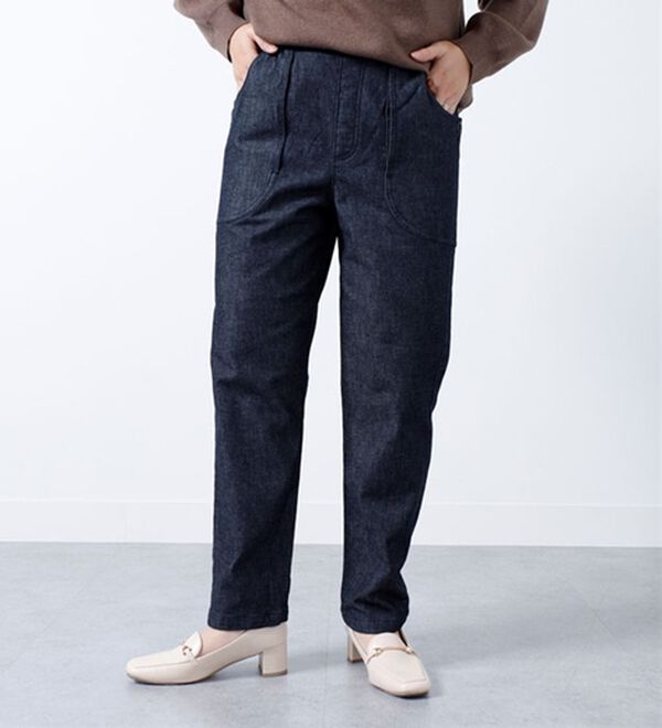 BELLUNA（ベルーナ）の「＜ｓｏｒａｆｕｋｕ＞裏トリコット起毛素材パンツ（フルレングスパンツ）」｜インディゴ