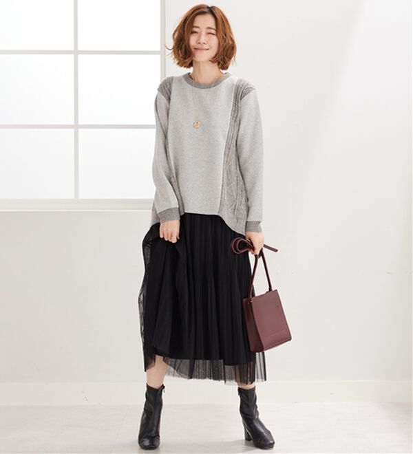 BELLUNA（ベルーナ）の「チュール素材プリーツスカート（ロングスカート）」｜詳細画像