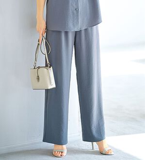 BELLUNA（ベルーナ）の「【快適Ｌａｂ．】お手入れ楽々ビンテージ調素材ワイドパンツ（ワイドパンツ・ガウチョ）」｜ブルーグレー