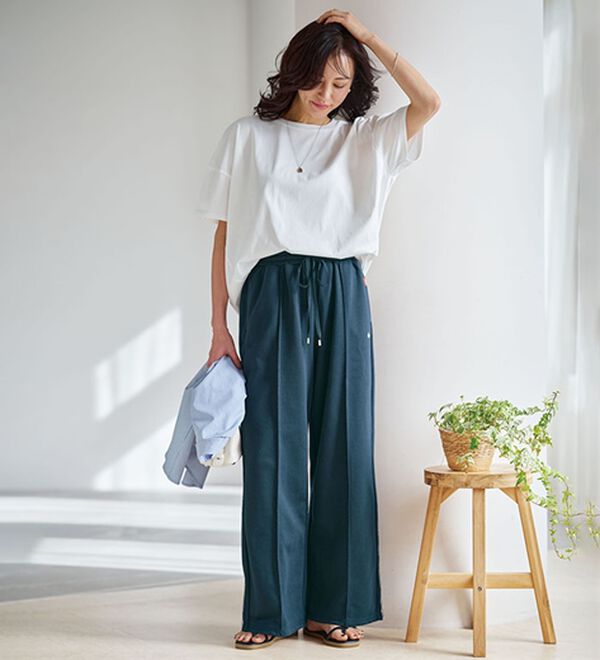 BELLUNA（ベルーナ）の「【ＰＯＬＯ　ＢＣＳ】裏毛素材センターシームワイドパンツ（フルレングスパンツ）」｜詳細画像