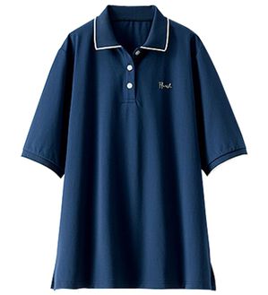 BELLUNA（ベルーナ）の「多機能付配色刺しゅうポロシャツ（カットソー）」｜ネイビー