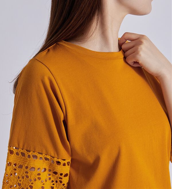 BELLUNA（ベルーナ）の「袖レース切替デザインプルオーバー（カットソー）」｜詳細画像