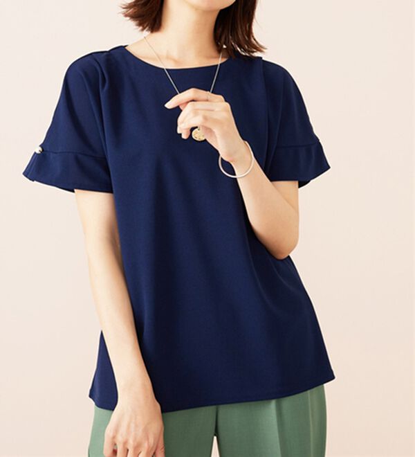 BELLUNA（ベルーナ）の「ジョーゼット素材袖パールブラウス（ブラウス）」｜詳細画像