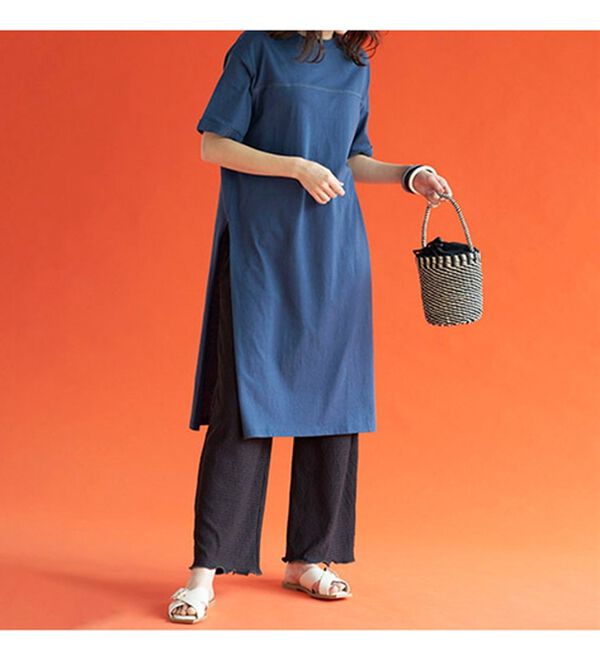 BELLUNA（ベルーナ）の「【楊柳イージーパンツ付】ひんやり！スリットデザインワンピース（カットソーワンピース）」｜詳細画像