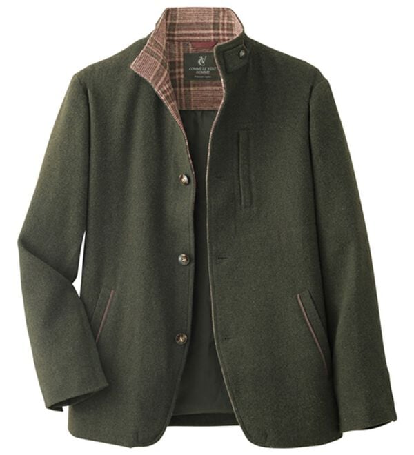 「＜コムルヴァン・オム＞ウール混イタリアンカラージャケット（メンズジャケット）」｜グリーン