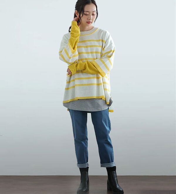 「【Ｌ～６Ｌ】重ね着を楽しむレイヤード専用ニットプルオーバー（ニット・セーター）」｜詳細画像