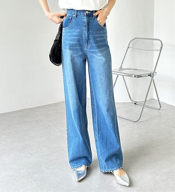 GeeRA（ジーラ）の「ハイウエストストレートデニム（ワイドパンツ・ガウチョ）」｜詳細画像