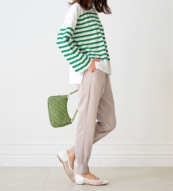 RANAN（ラナン）の「プリーツ風ボーダーニット（ニット・セーター）」｜詳細画像