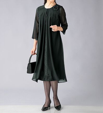 ルフラン（ルフラン）の「重ね着風レース使いワンピース（ブラックフォーマル（喪服・礼服））」