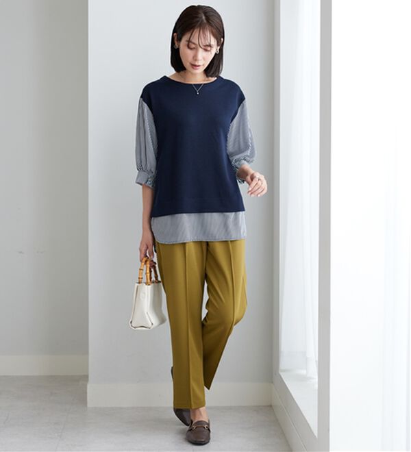 BELLUNA（ベルーナ）の「ラメ調素材シャツフェイクチュニック（チュニック）」｜詳細画像