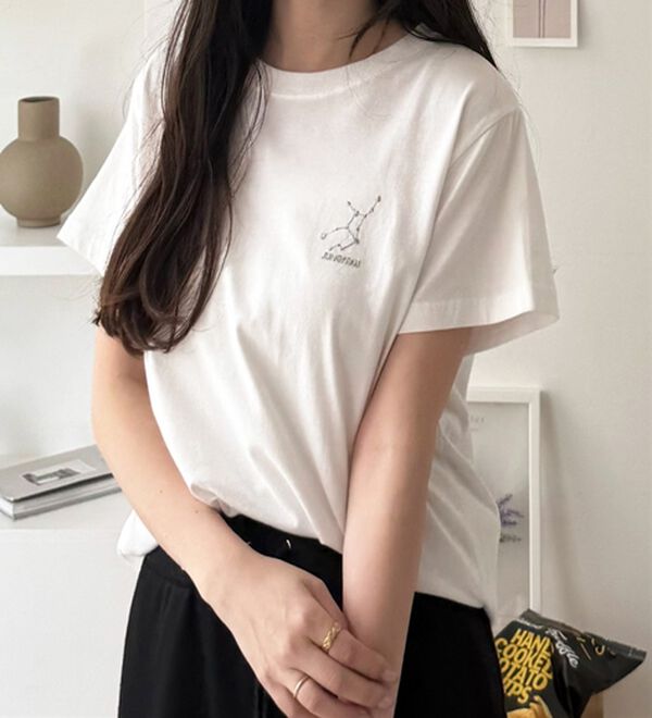 GeeRA（ジーラ）の「綿１００％アソート１ポイント刺しゅうＴシャツ（カットソー）」｜詳細画像