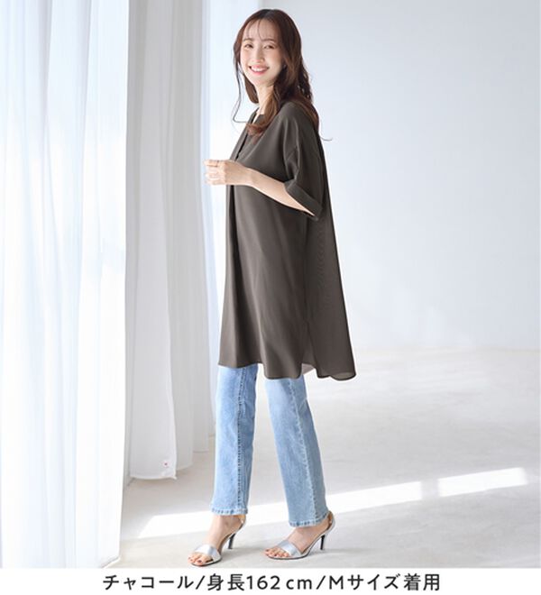 alotta（アロッタ）の「スキッパーとろみブラウスチュニック（ブラウス）」｜詳細画像