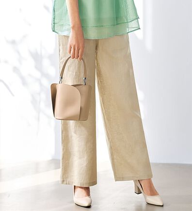 BELLUNA（ベルーナ）の「柔らか麻１００％イージーワイドパンツ（ワイドパンツ・ガウチョ）」