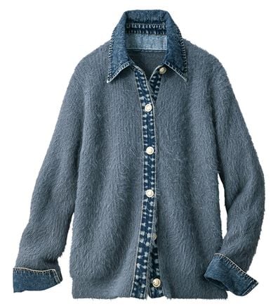 ルフラン（ルフラン）の「デニム切替シャギーニットジャケット（その他ジャケット）」