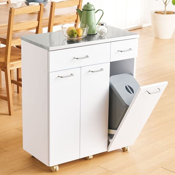 「完成品！ステンレス天板ダストボックス（リビング用品）」｜ホワイト