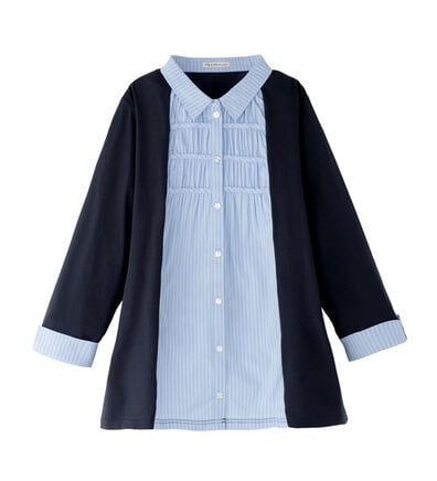 BELLUNA（ベルーナ）の「カーデフェイクストライプシャツ（チュニック）」